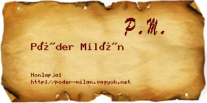 Póder Milán névjegykártya