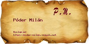 Póder Milán névjegykártya